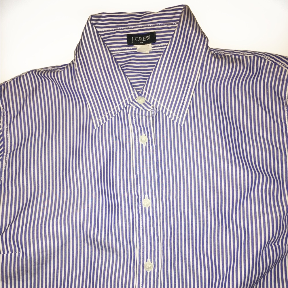 J. Crew blue and white striped button up